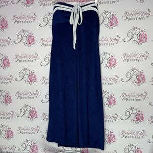 Dress terry cloth towel material O ring detail nautical style navy with white